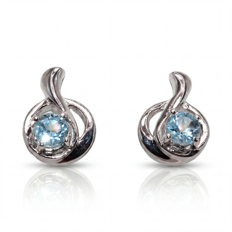Blue topaz earrings rendered in the Studio White style
